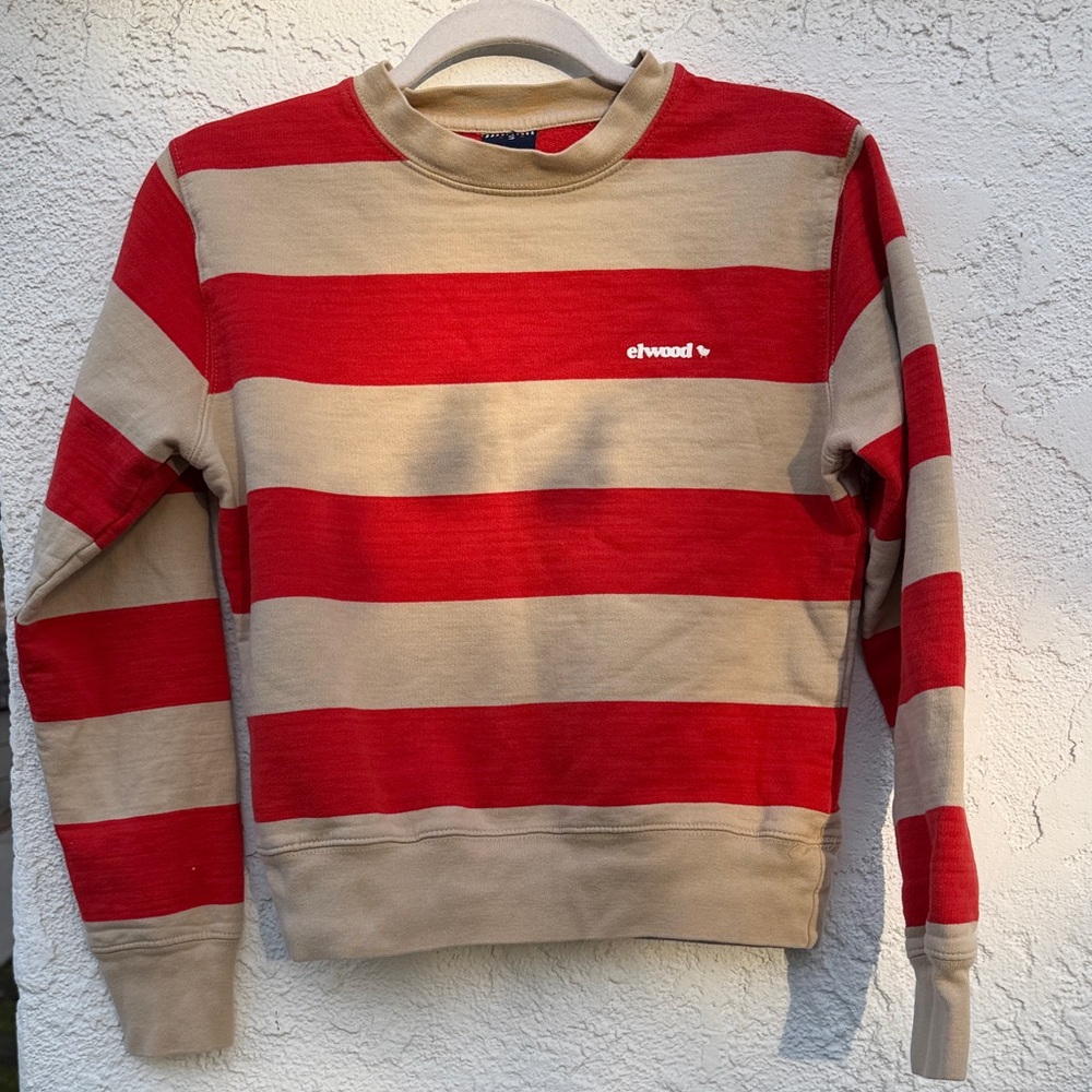 Elwood Red and Tan Rugby Striped Sweatshirt